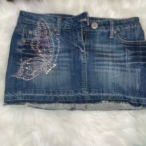 Butterfly denim skirt
